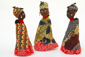 Three rag-dolls from Swaziland - obrazy, fototapety, plakaty
