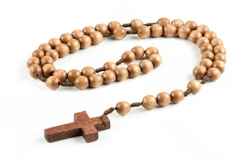 Isolated wooden rosary