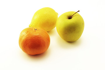 lemon, apple and orange