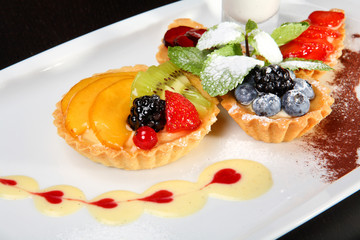  Mixed desert plate with panacotta and summer berries