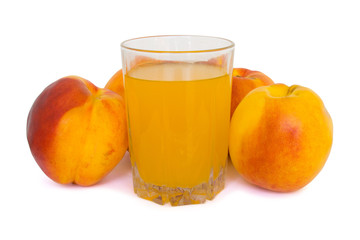 Peaches and glass of juice