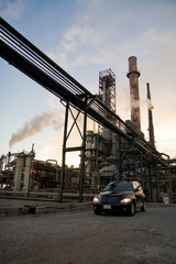 Car and the oil plant