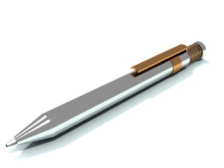 silver fountain-pen with separate detail from gold