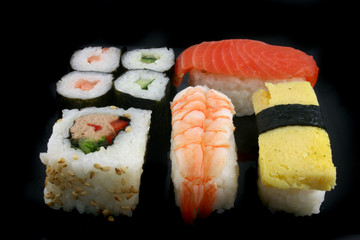 Sushi on a Black Background