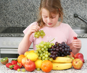 Girl with fruits