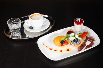  Mixed desert plate with panacotta and summer berries