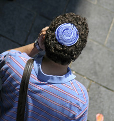 man wearing jewish kippa, jerusalem, israel - 4413009