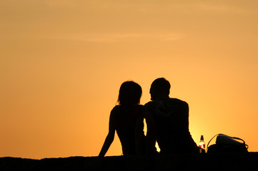 Loving Couple at Sunset