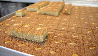 close up of arab cake on display in market