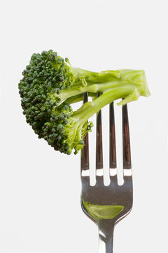Broccoli on fork