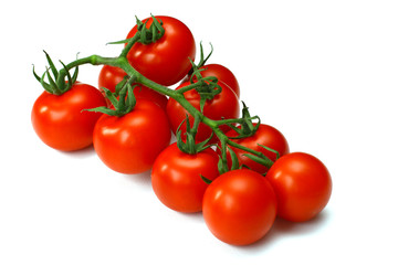 Bunch of fresh tomatoes isolated on white