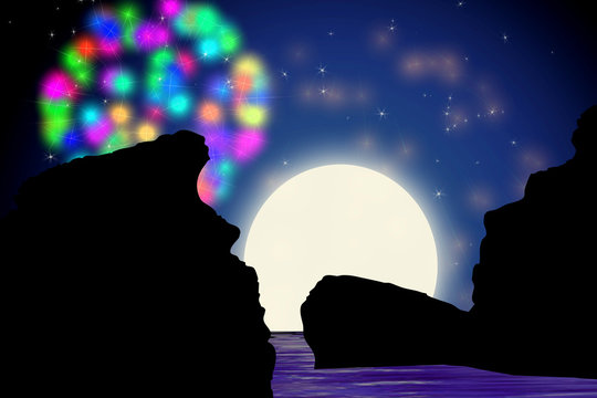 Feuerwerk Mondlandschaft