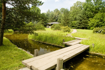 Fototapeta na wymiar landscape with a small bridge