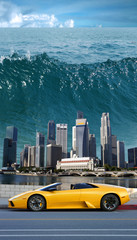 Giant tsunami in the Pacific (design)