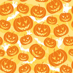 Halloween seamless background with pumpkin, vector