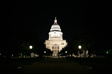 State Capitol Building at Night in Downtown Austin, Texas