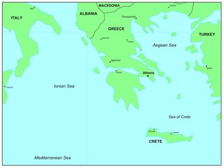Sea maps series: Aegean Sea, Ionian Sea, Crete Sea