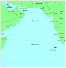 Sea maps series: Arabian Sea, Indian Ocean