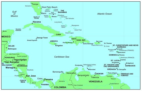 Sea maps series: Caribbean Sea
