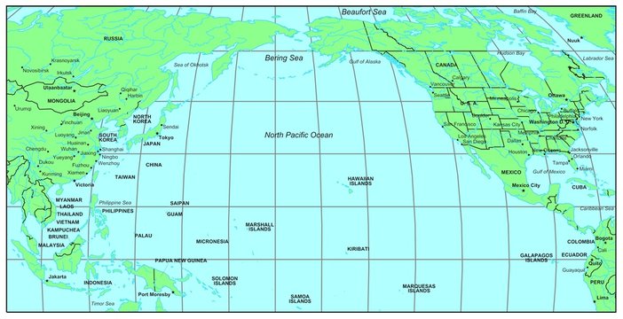Sea maps series: North Pacific Ocean