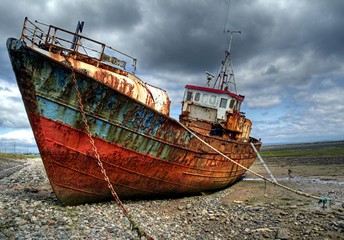 Trawler on Roa Island Causeway, Barrow in Furness