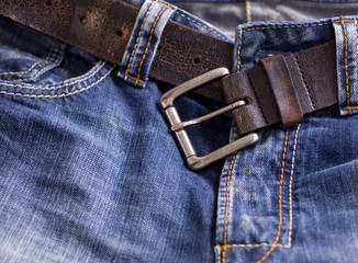 Detail shot of Fashionable denim jeans
