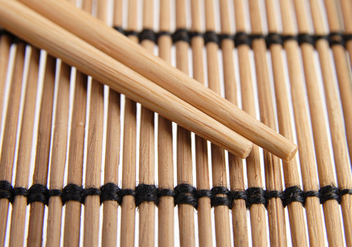 bamboo table mat and apir of chopsticks