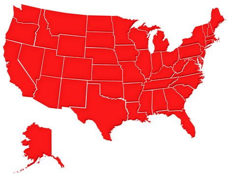 Carte Etats Unis Rouge