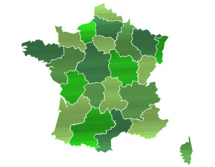 Carte France Camaieu Vert Brillant