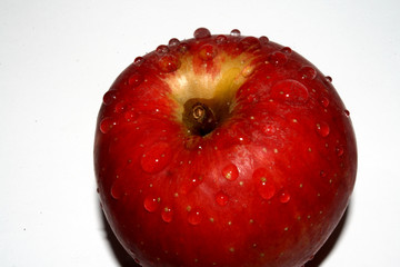 Red apple with water drop