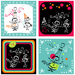 Nouvel an et famille - cartoon