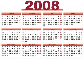 Kalender 2008 rot Querformat