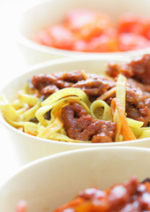 Chinese noodles and fried beef