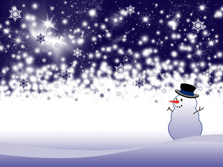 Winter holiday background with snowman