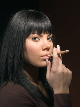 The girl and a cigar
