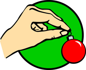 hand holding a christmas ornament