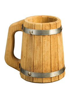 Wooden Beer Mug (isolated On White)