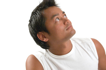 man looking up