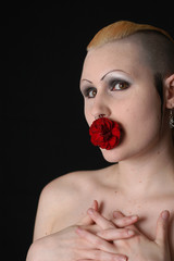 Alternative Girl with flower and folded hands