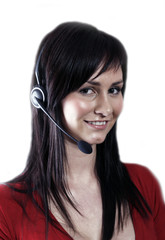      pretty girl wearing telephone headset