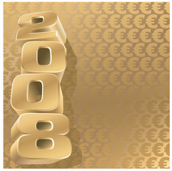 Gold 2008 and euro background, vector
