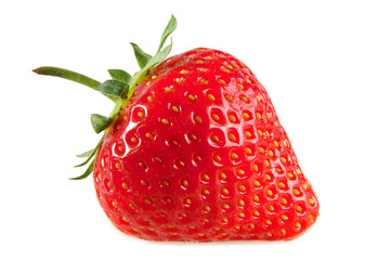 A red strawberry, isolated on a white background.