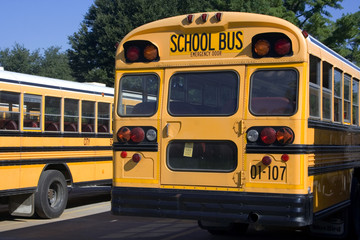 Fototapeta na wymiar Rear view of school bus