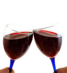 Celebration toast with red wine