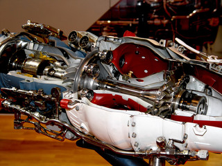 The engine of airplane