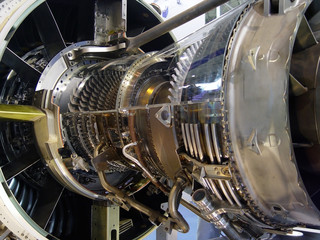 The engine of airplane