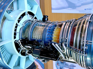 The engine of airplane