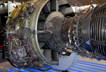 The engine of airplane