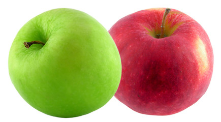 Red and green apple.
