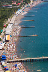 panorama of crowded beach